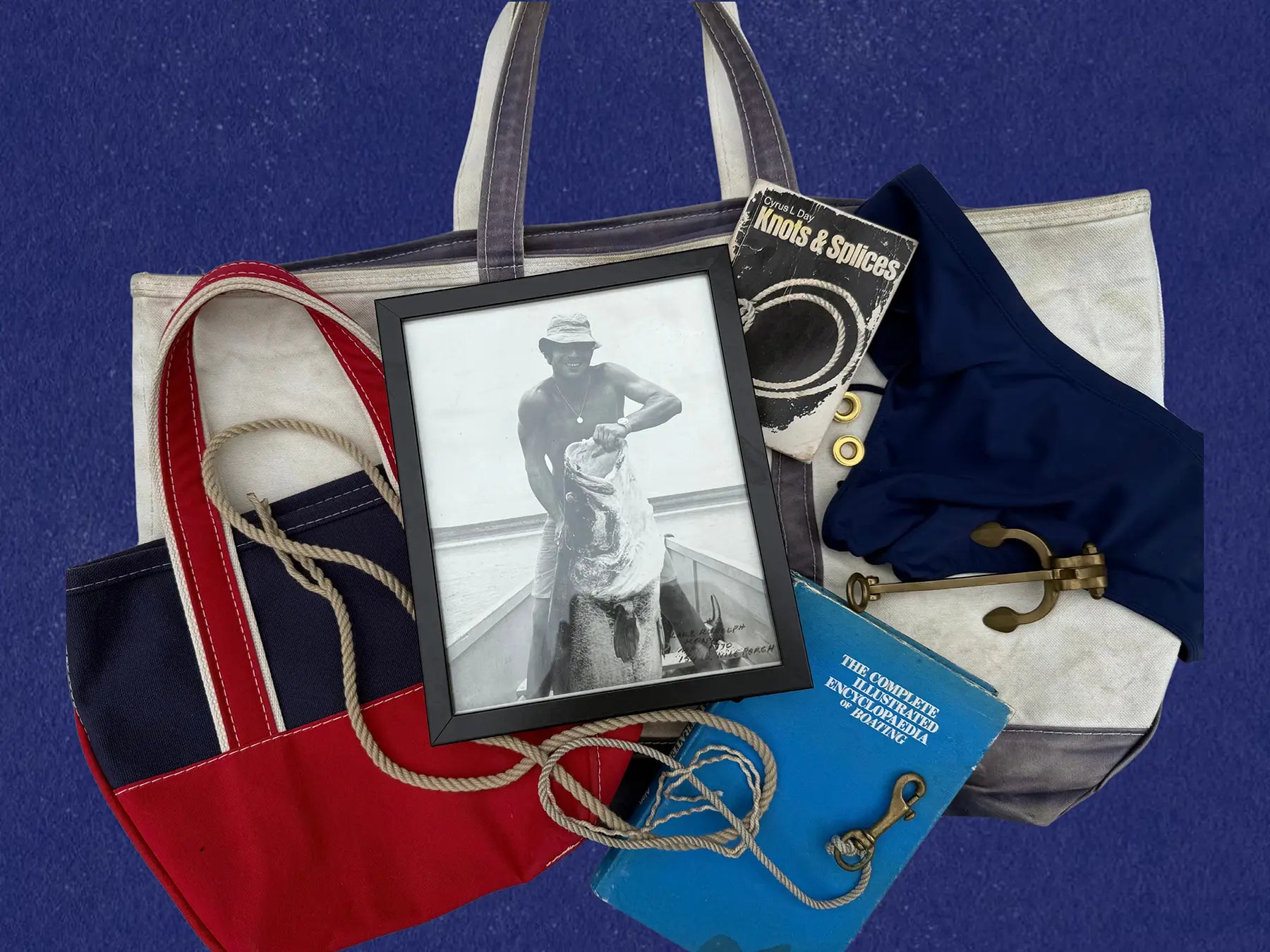 Marine-inspired mood board featuring vintage colours, textures and ocean elements that shape Lobby’s timeless swimwear aesthetic.