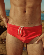 Lobby’s red swim briefs – premium craftsmanship and detailing